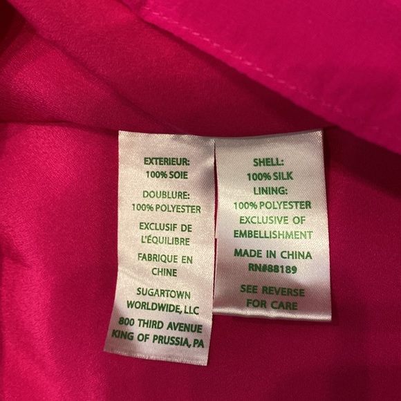 LILLY PULITZER Raspberry Pink Cold Shoulder Embroidered with Beads sz XS Dress - Picture 10 of 12